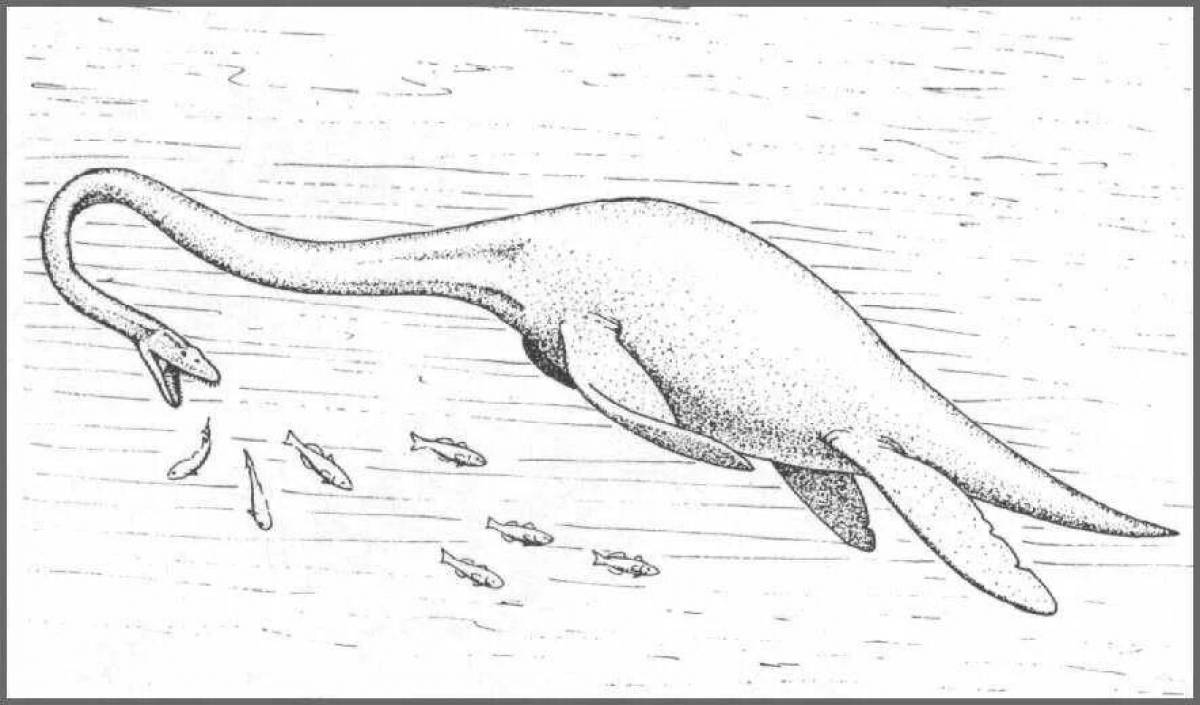 Раскраска умный плезиозавр
