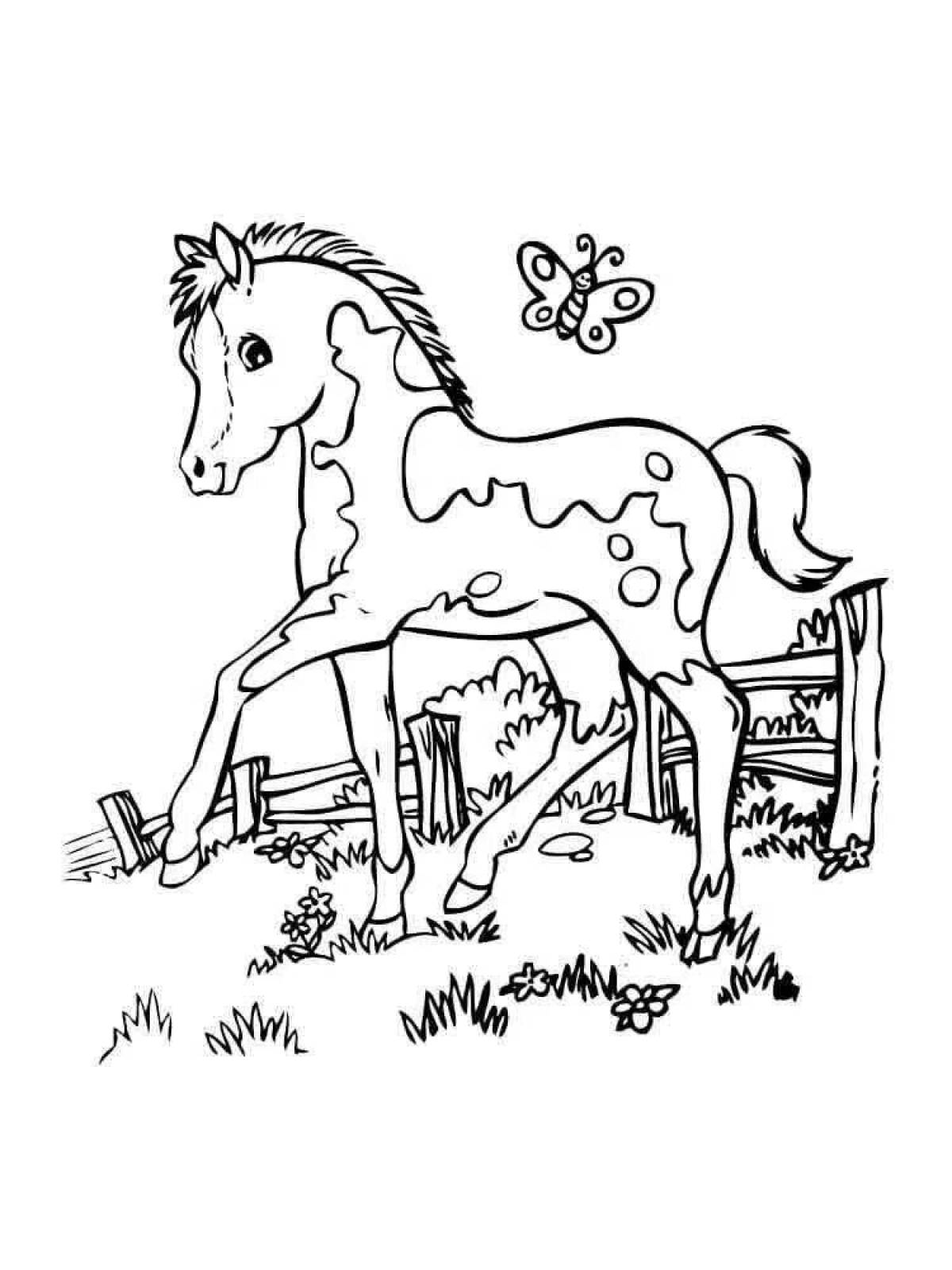 Забавная раскраска лошади для девочек