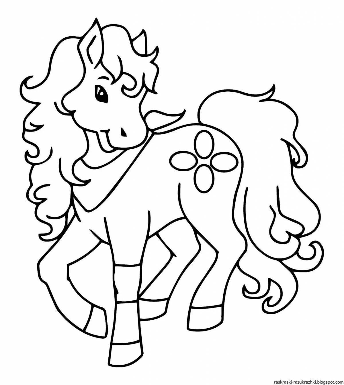 Экзотическая раскраска лошади для девочек