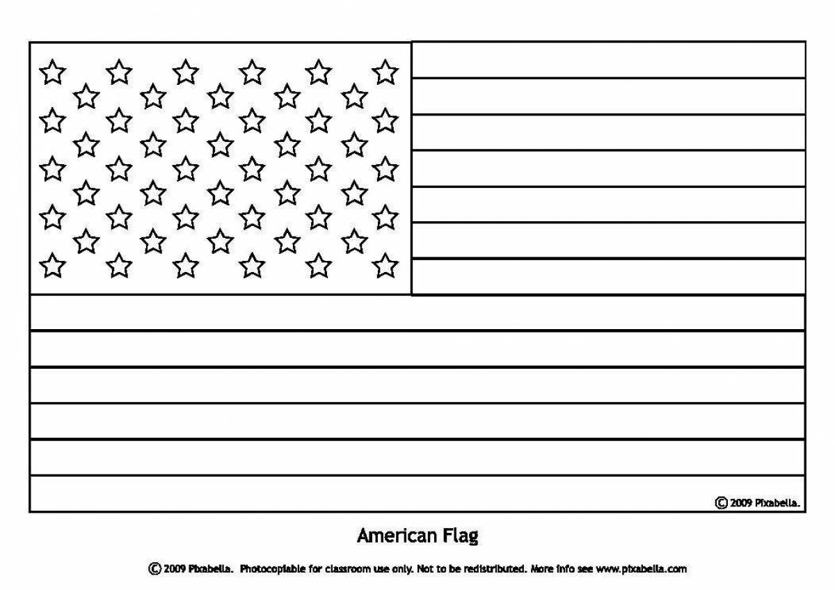 Яркая страница раскраски с американским флагом