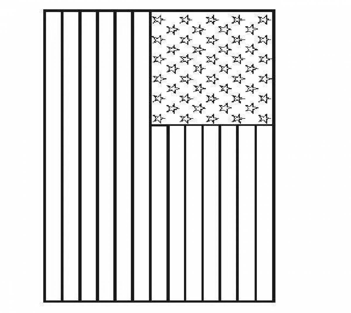 Красочная страница раскраски с американским флагом