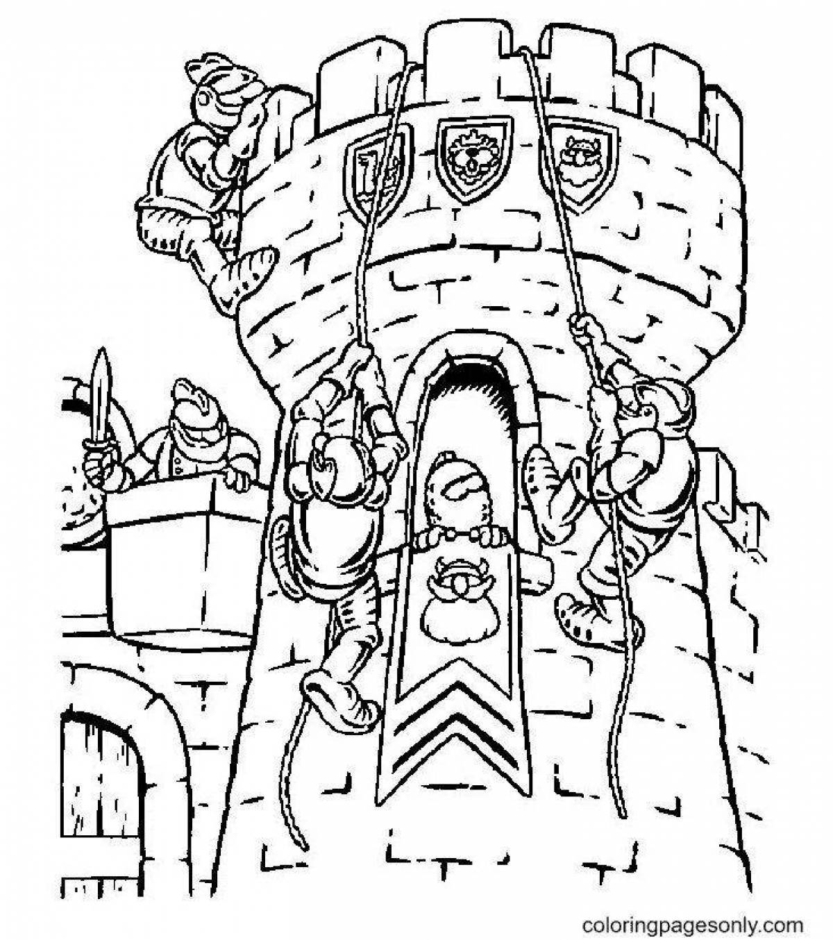 Раскраска дворцовый рыцарский замок