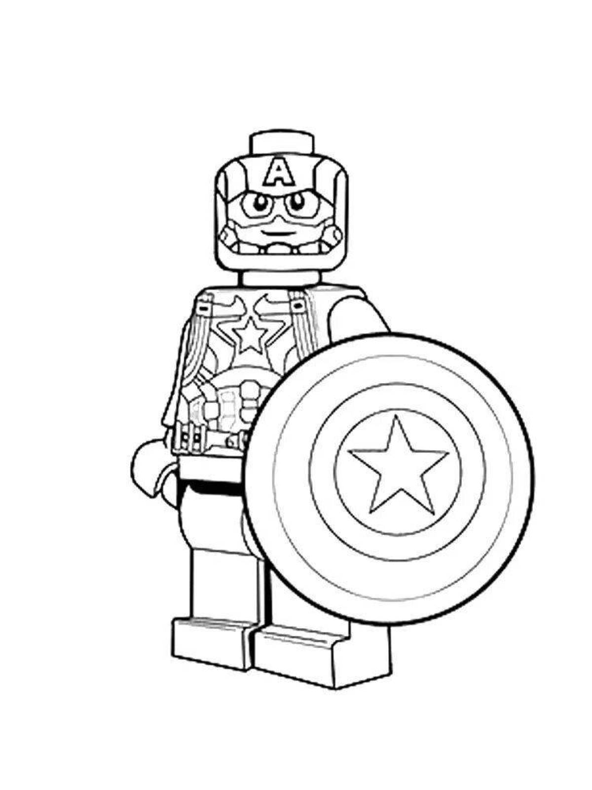 Великолепная страница раскраски lego captain america