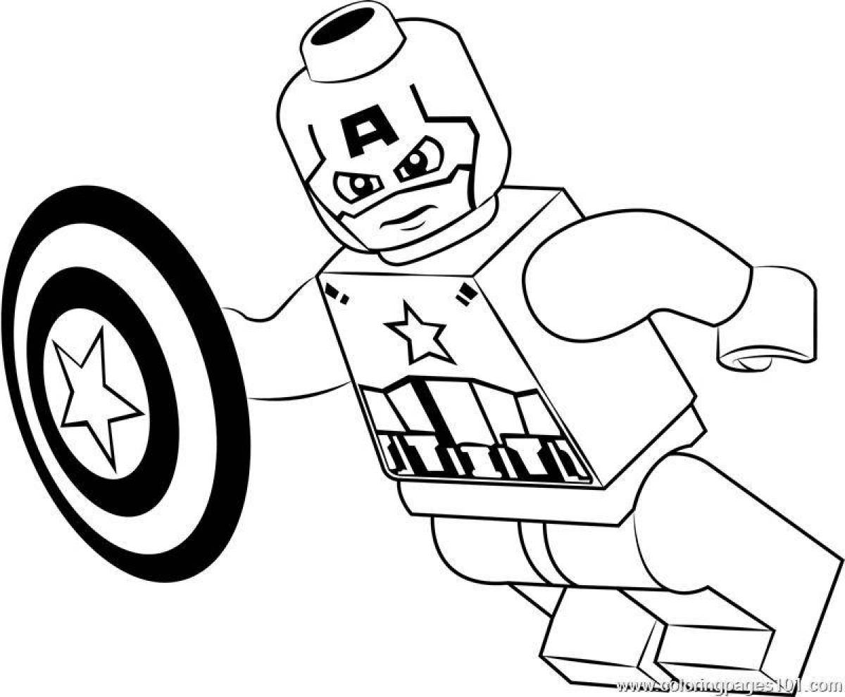 Анимированная раскраска лего капитан америка