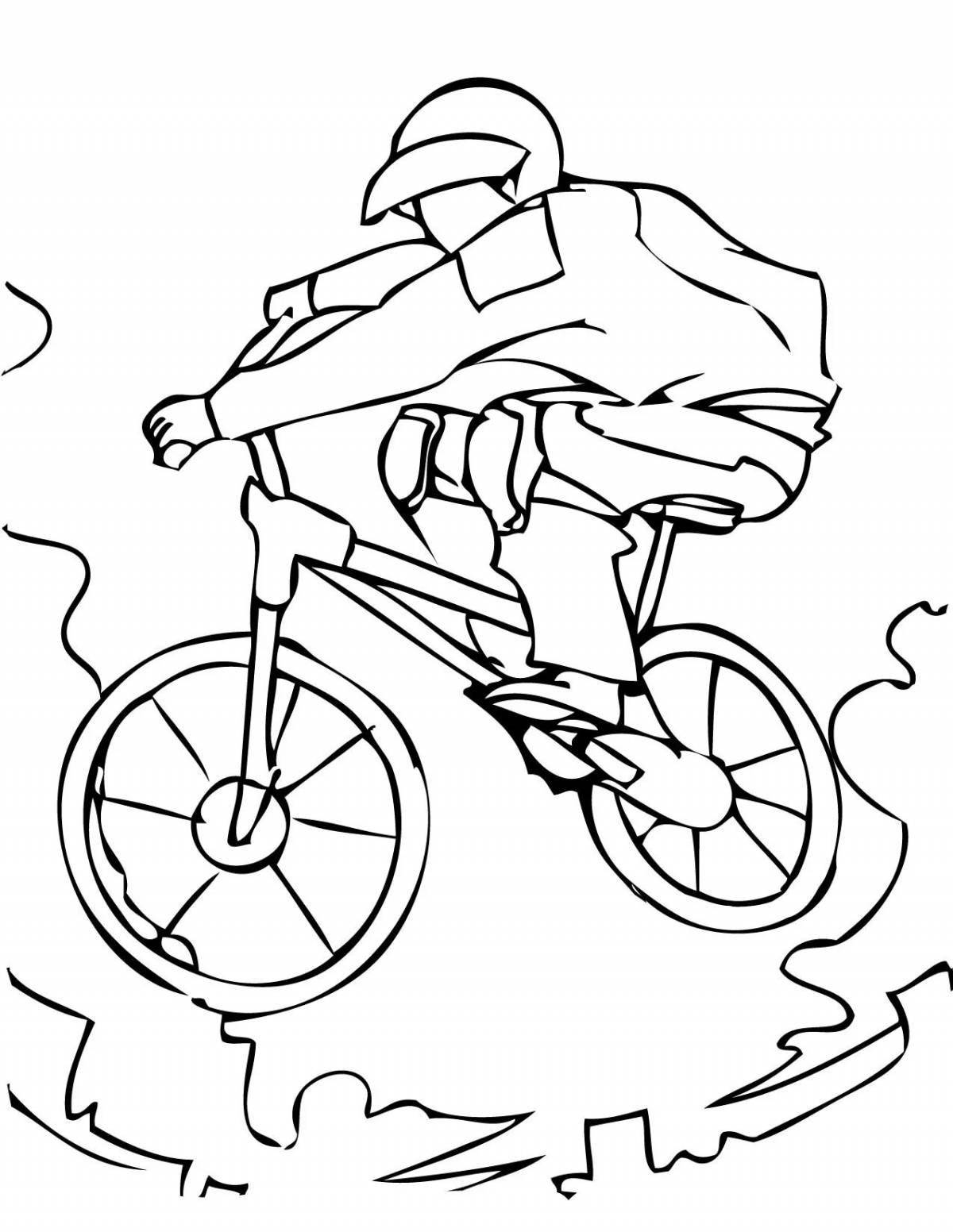 Раскраска энергичный велосипедист