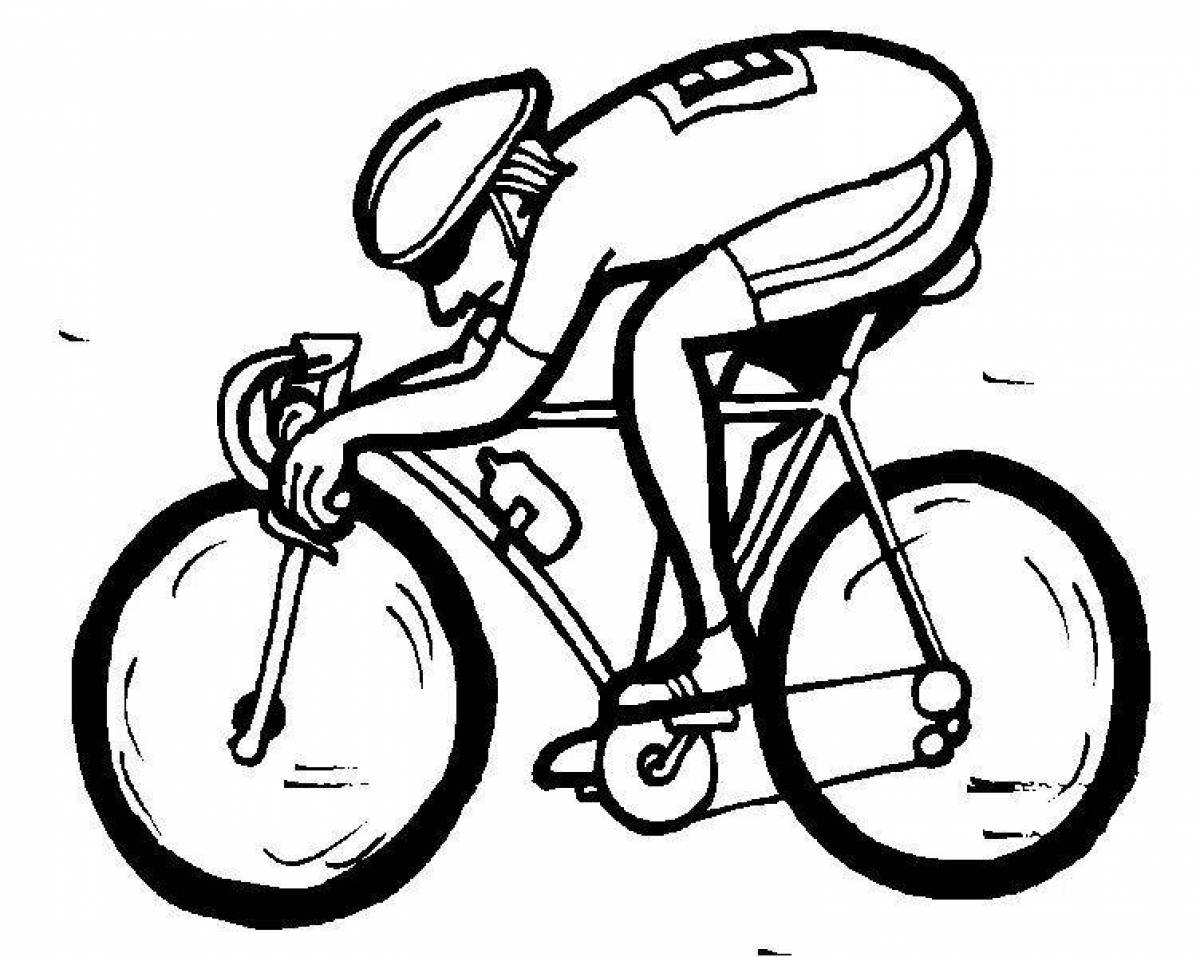 Раскраска решительный велосипедист