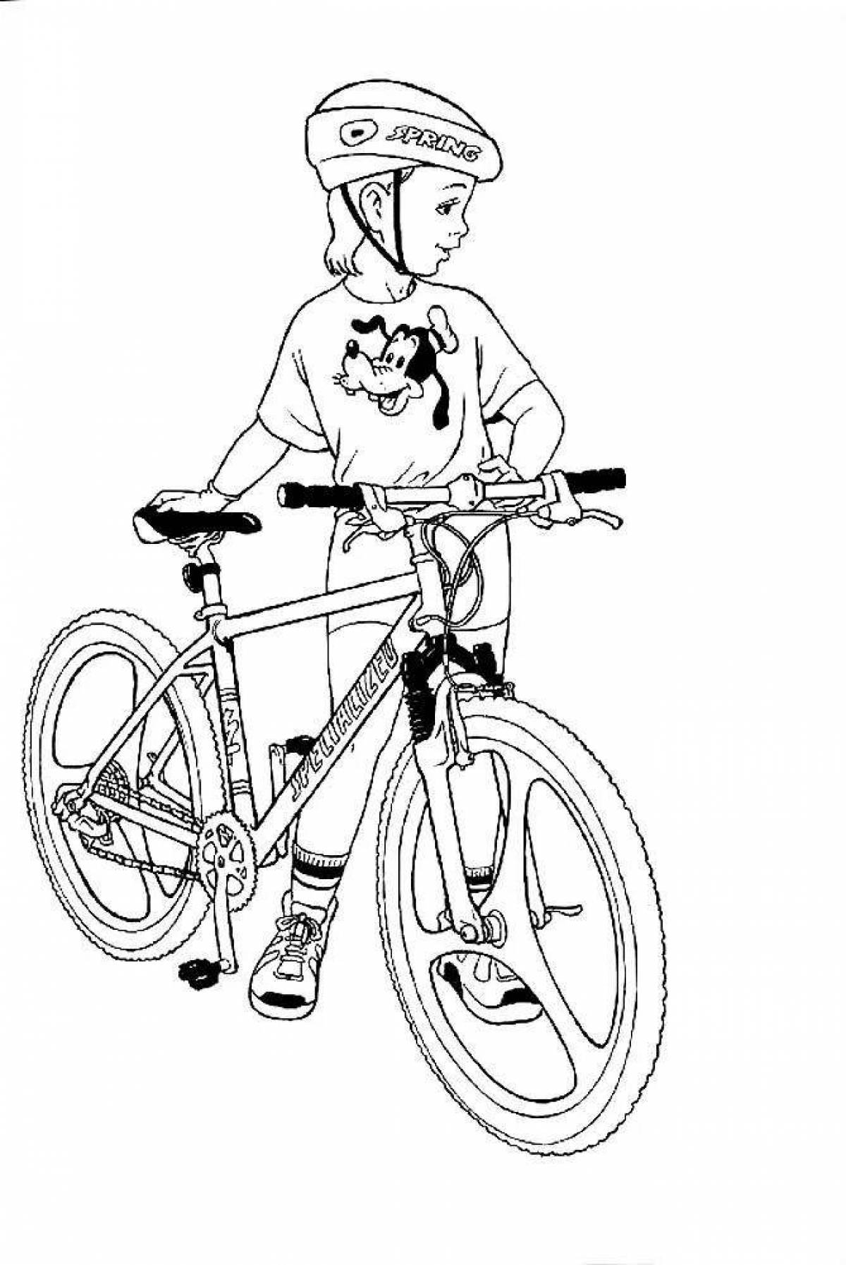 Раскраска упорный велосипедист