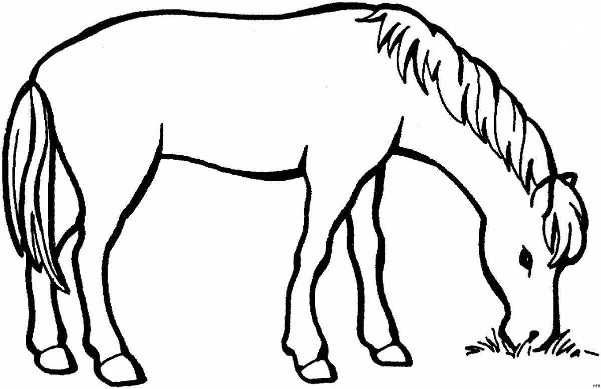 Раскраска ослепительные пасущиеся лошади