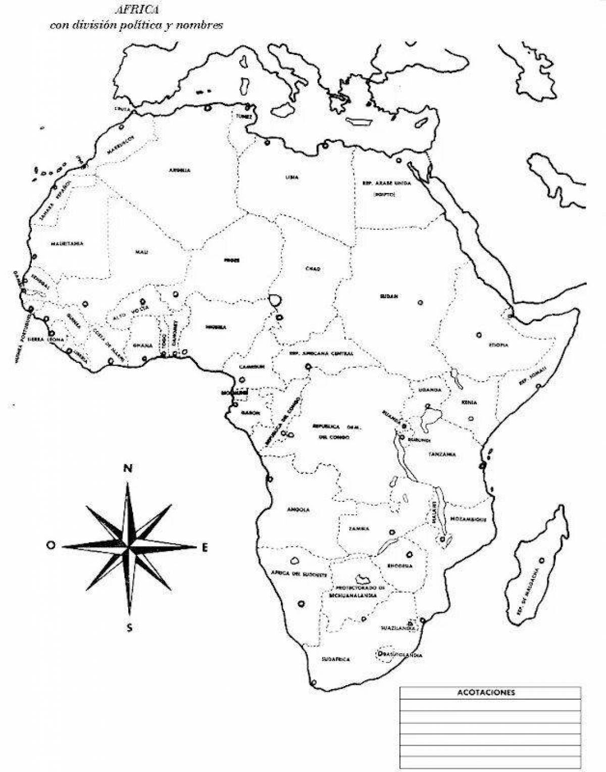 Оживленная страница раскраски материковой части африки