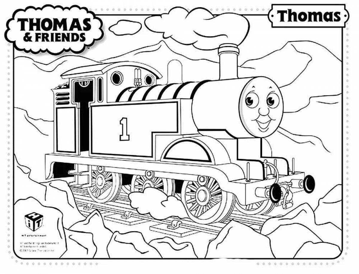 Анимированная страница раскраски паровозика томаса