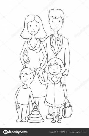 Раскраска моя семья из 4 человек мама папа сестра и сестра #6 #406376