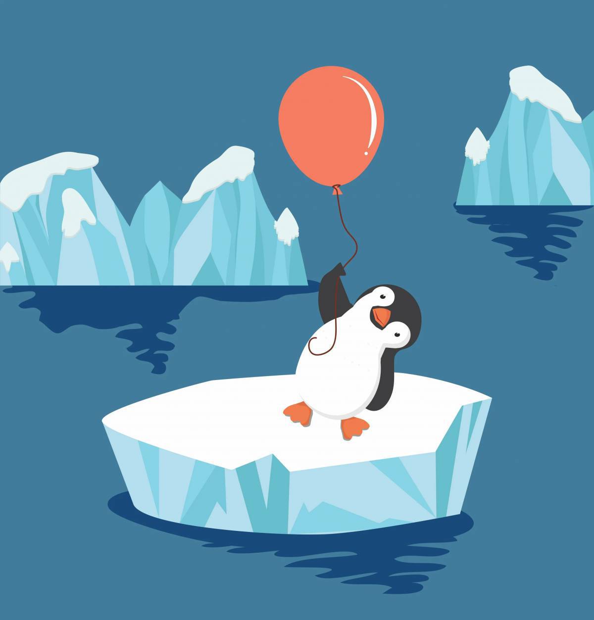 Пингвин на льдине для детей #11