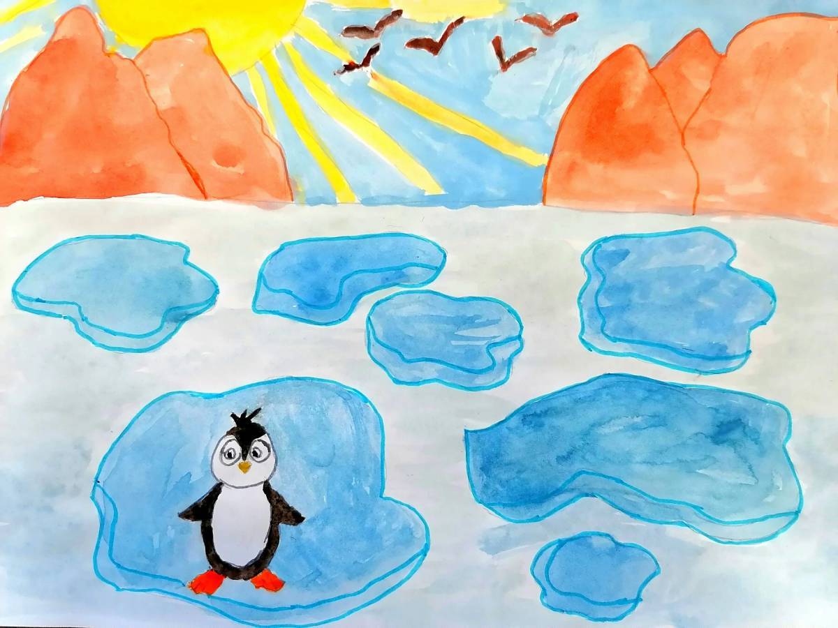Пингвин на льдине для детей #32
