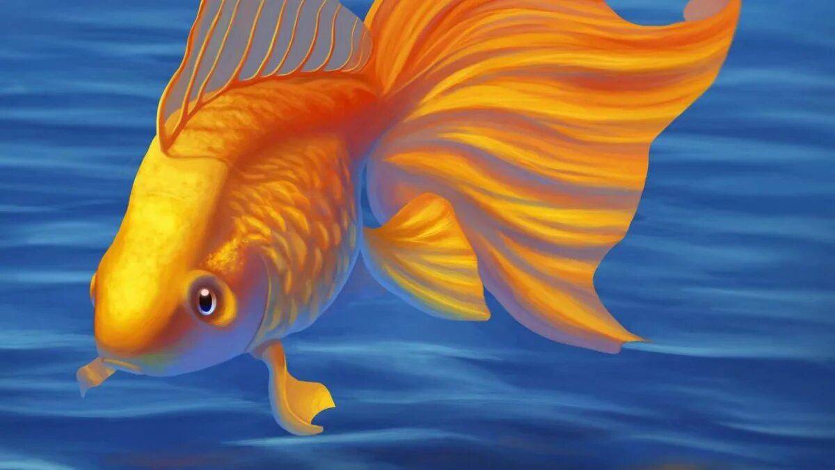 Рисунок золотая рыбка #2