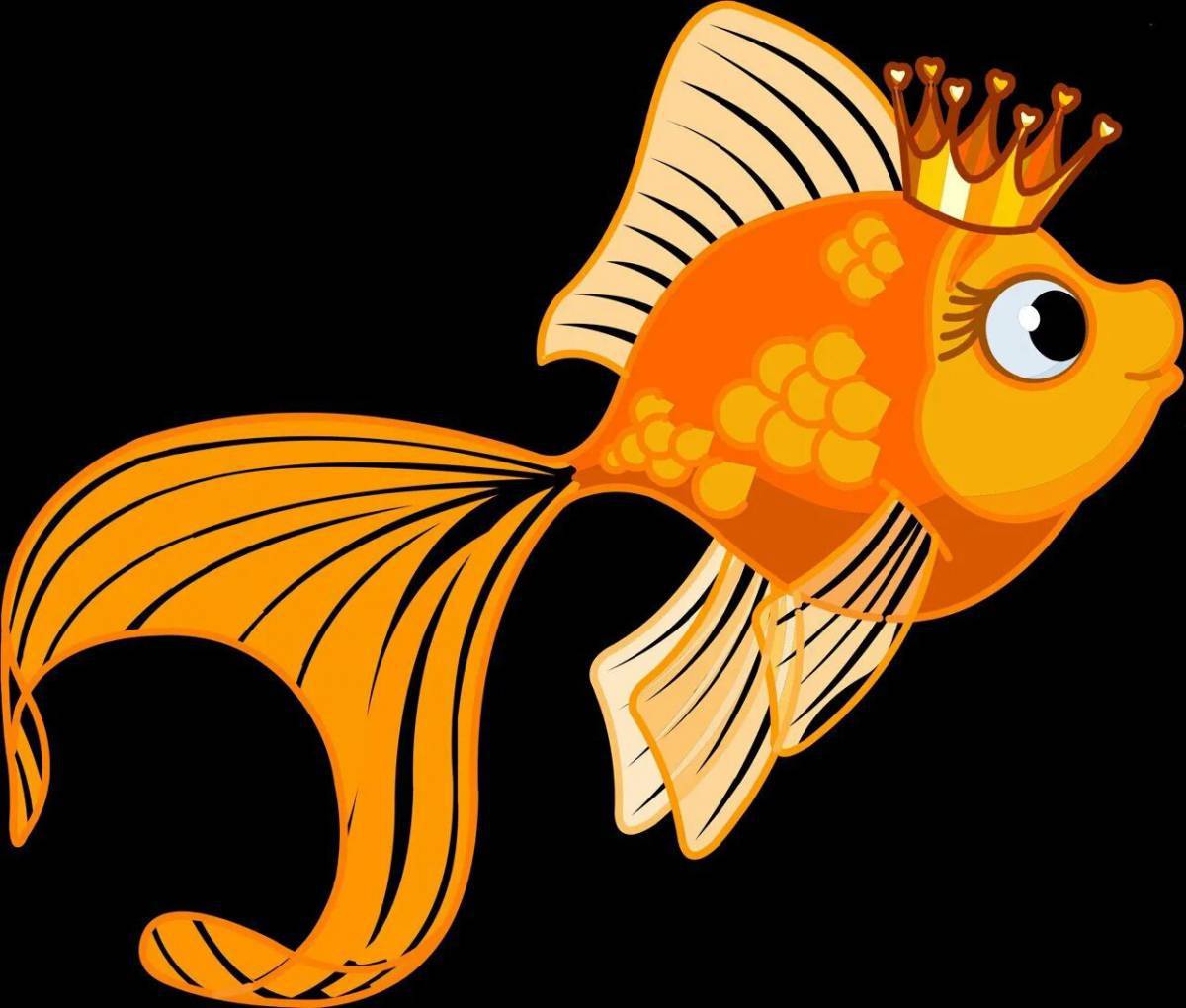 Рисунок золотая рыбка #4