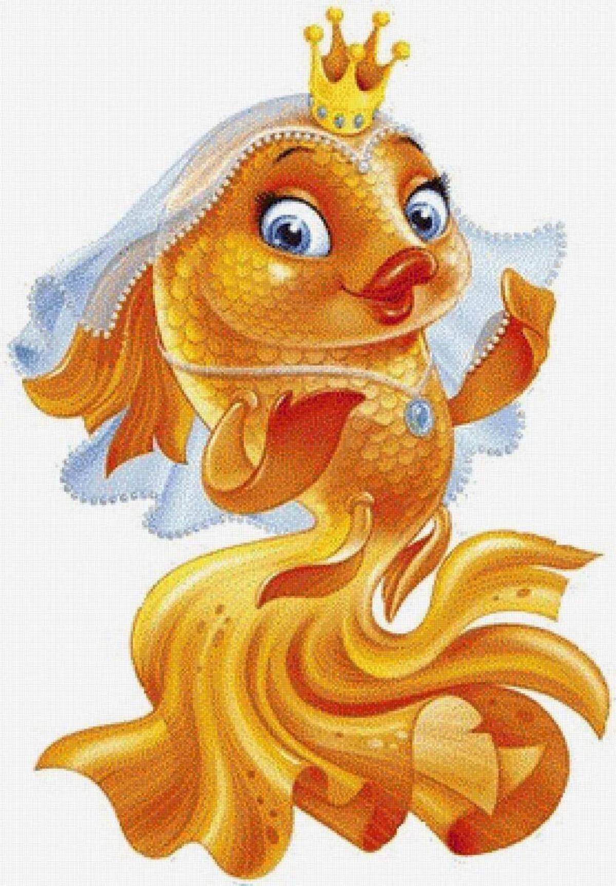 Рисунок золотая рыбка #6