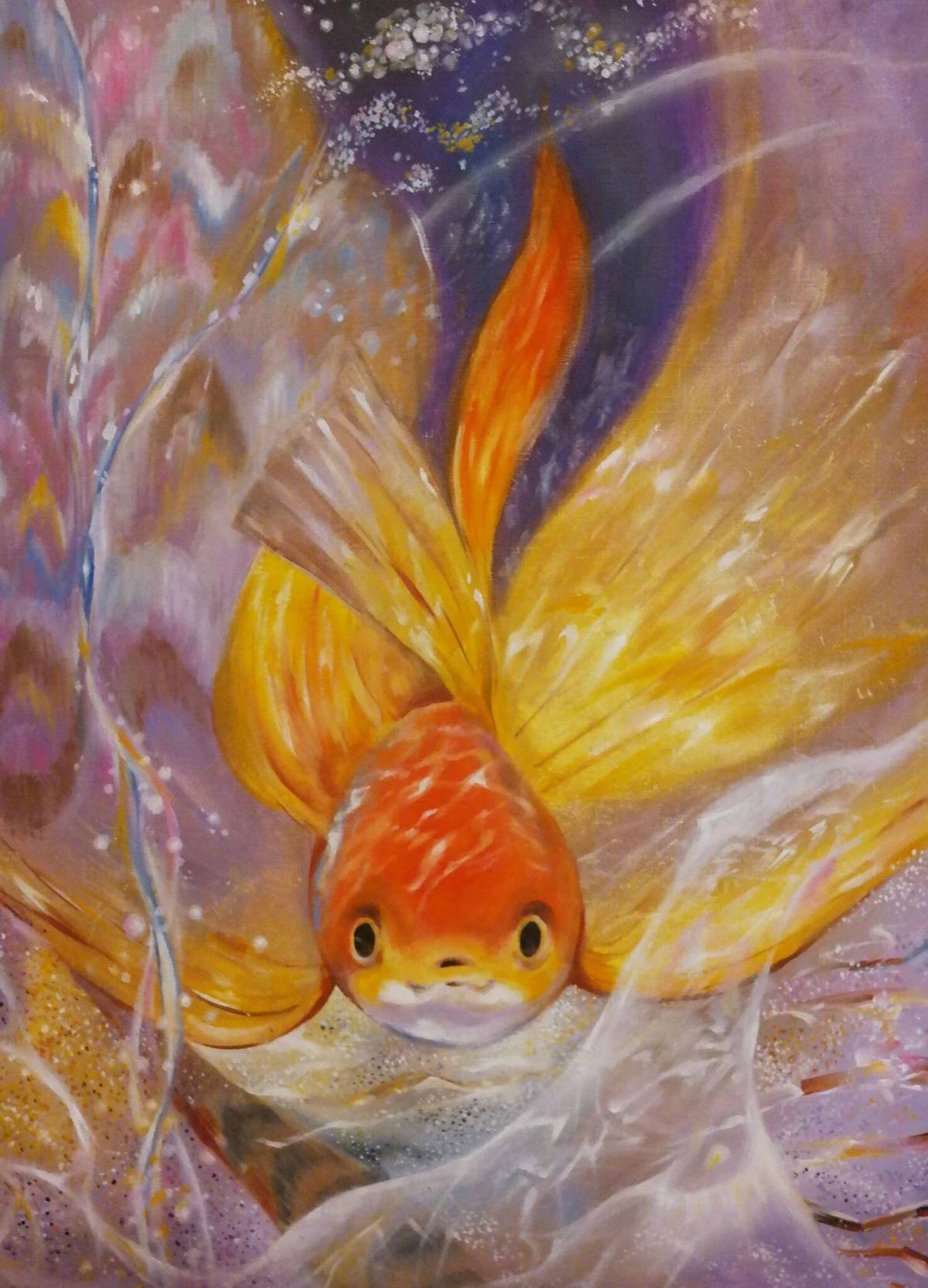 Рисунок золотая рыбка #9