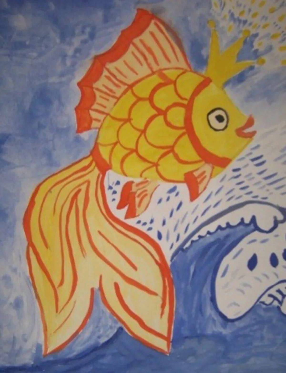 Рисунок золотая рыбка #11