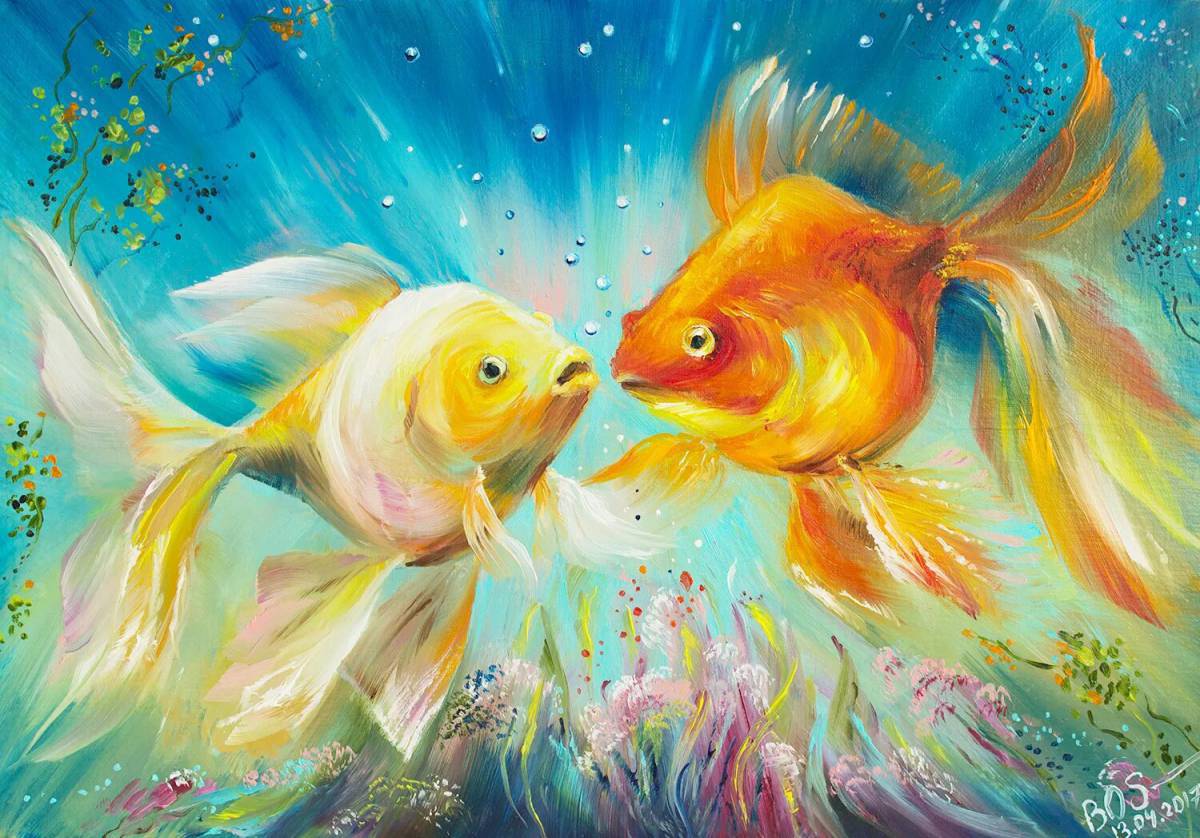 Рисунок золотая рыбка #27