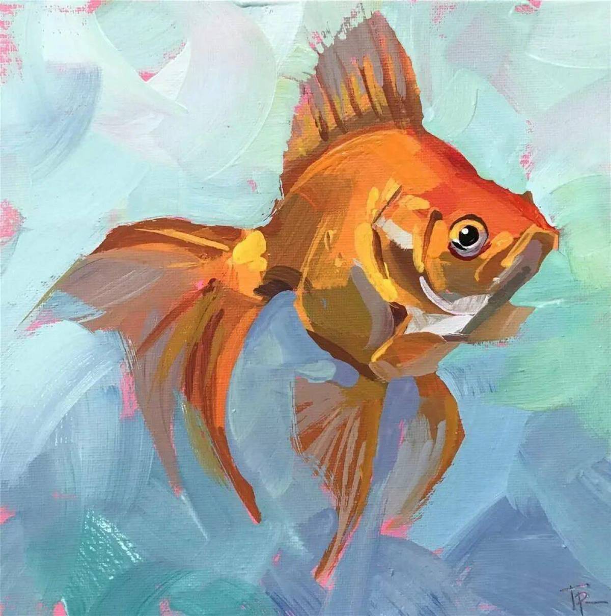 Рисунок золотая рыбка #28