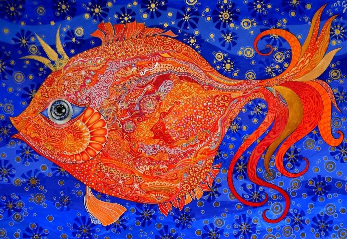 Рисунок золотая рыбка #32
