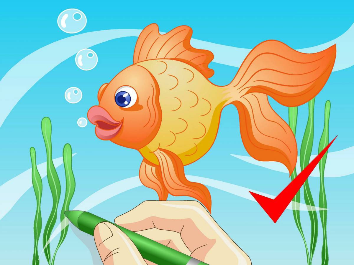 Рисунок золотая рыбка #35