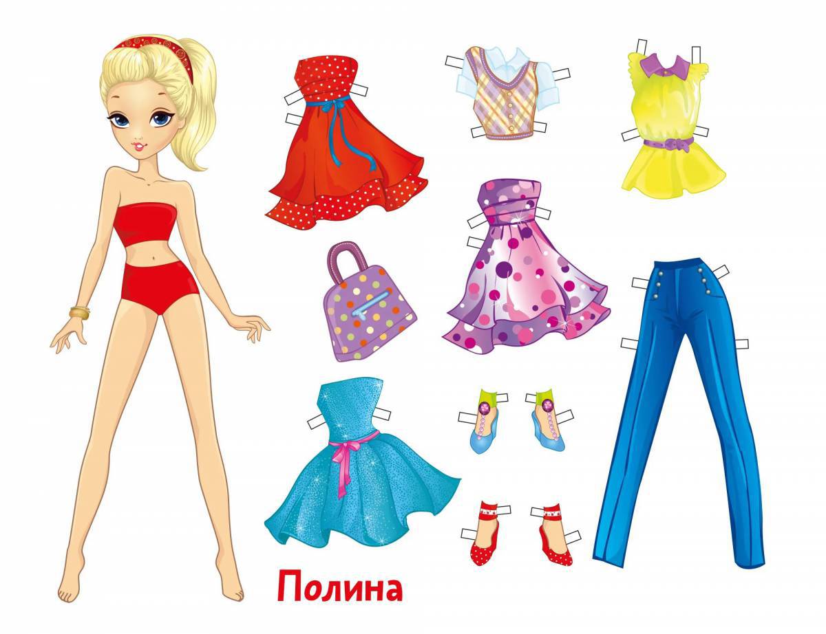 Бумажные куклы с одеждой для вырезания девочки #2