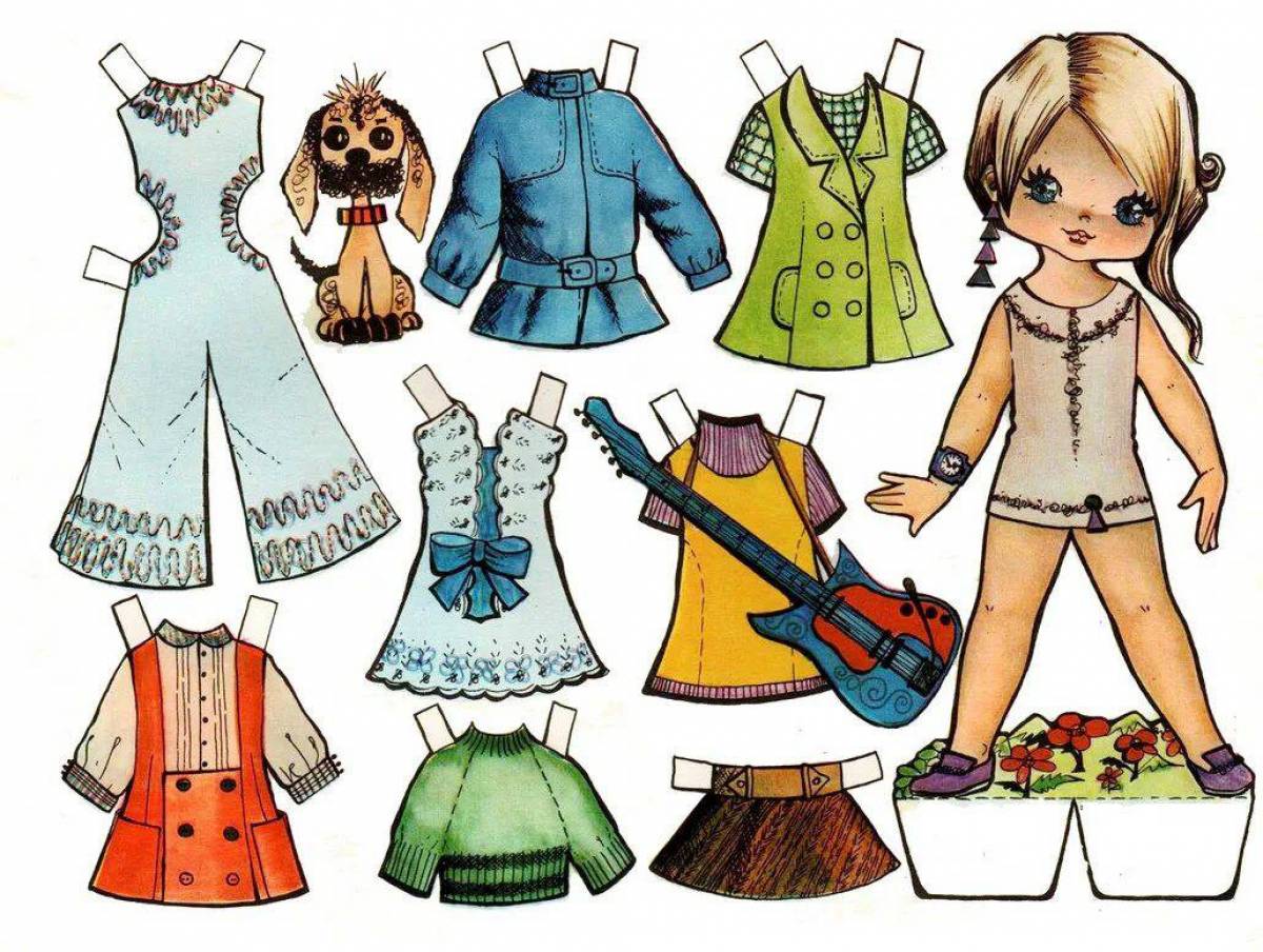 Бумажные куклы с одеждой для вырезания девочки #5