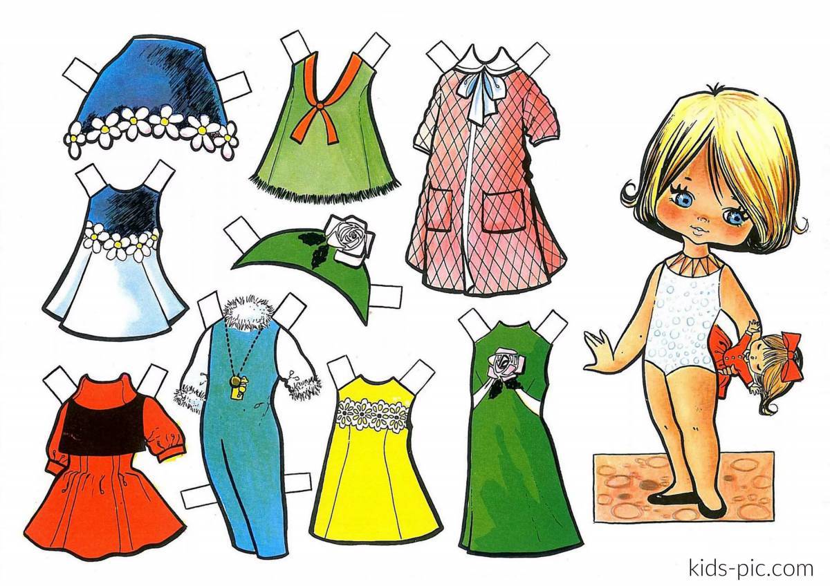 Бумажные куклы с одеждой для вырезания девочки #10
