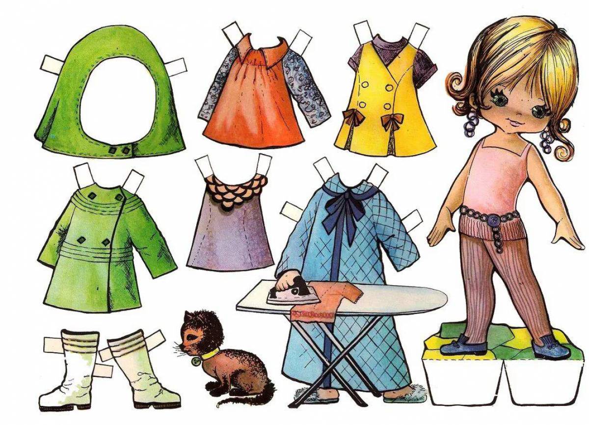 Бумажные куклы с одеждой для вырезания девочки #11