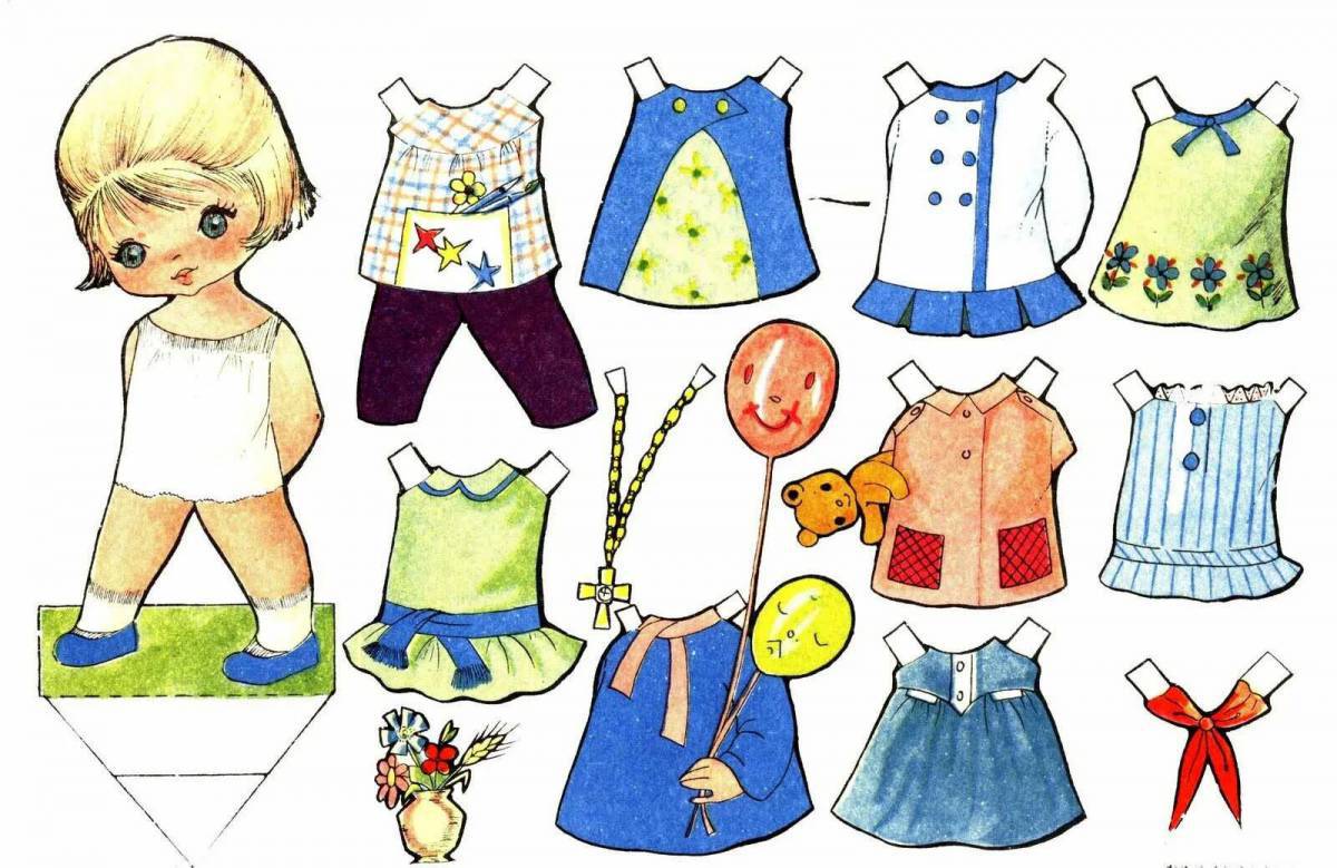 Бумажные куклы с одеждой для вырезания девочки #12
