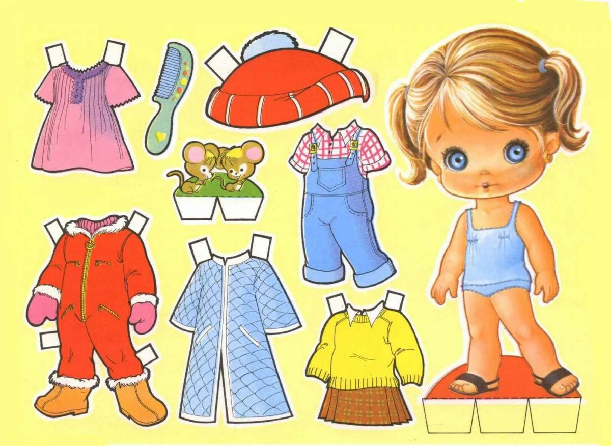Бумажные куклы с одеждой для вырезания девочки #17