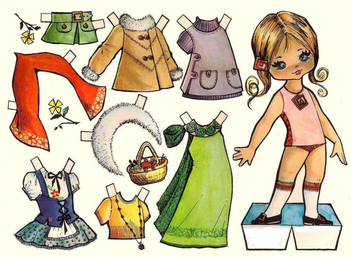 Бумажные куклы с одеждой для вырезания девочки #19