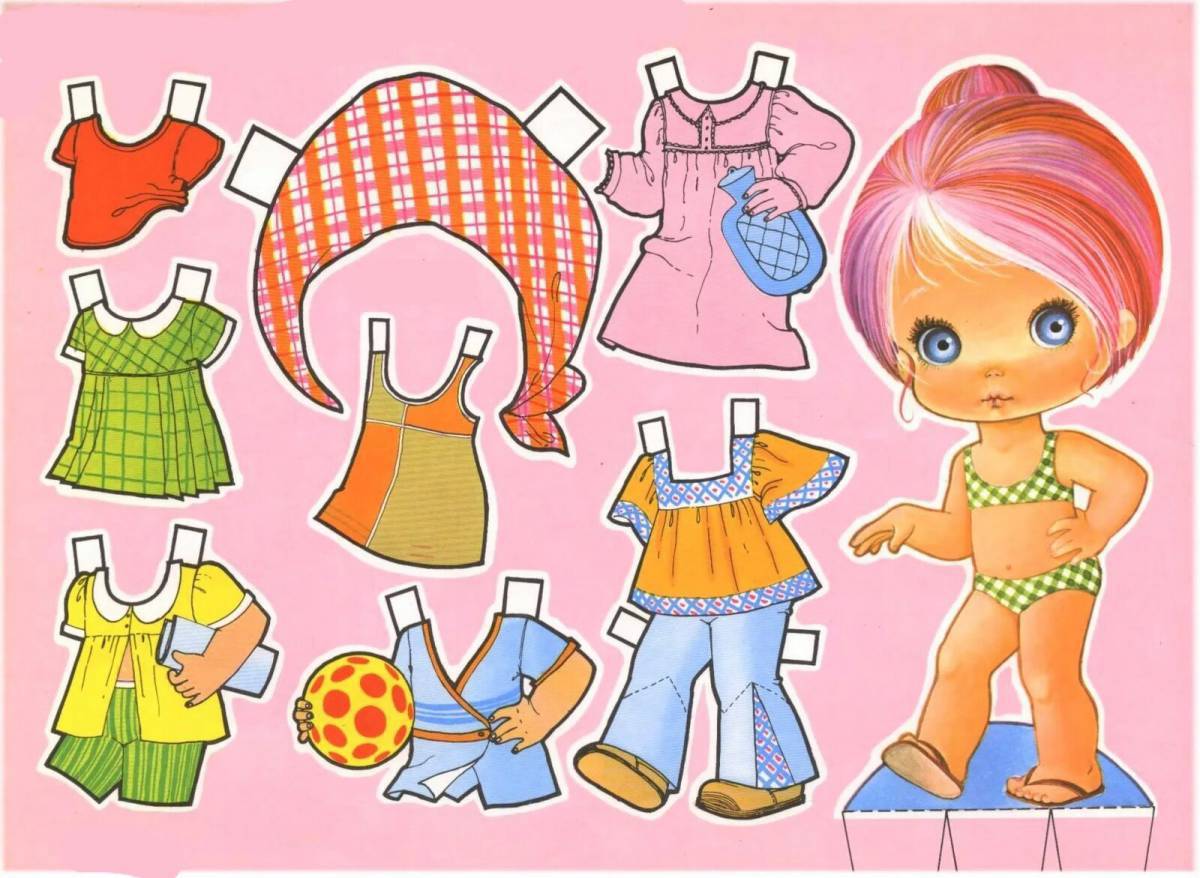 Бумажные куклы с одеждой для вырезания девочки #26