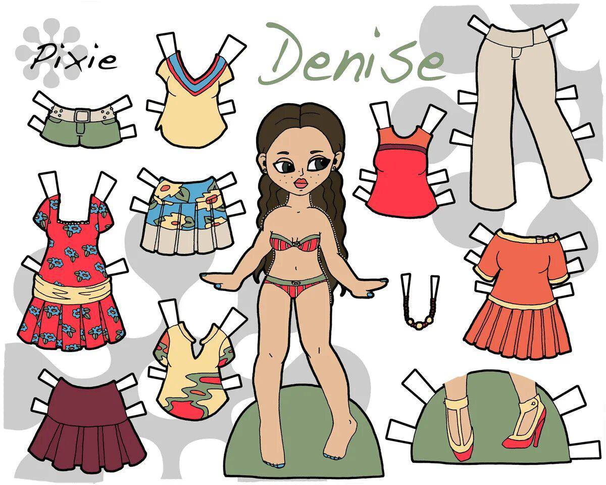 Бумажные куклы с одеждой для вырезания девочки #30