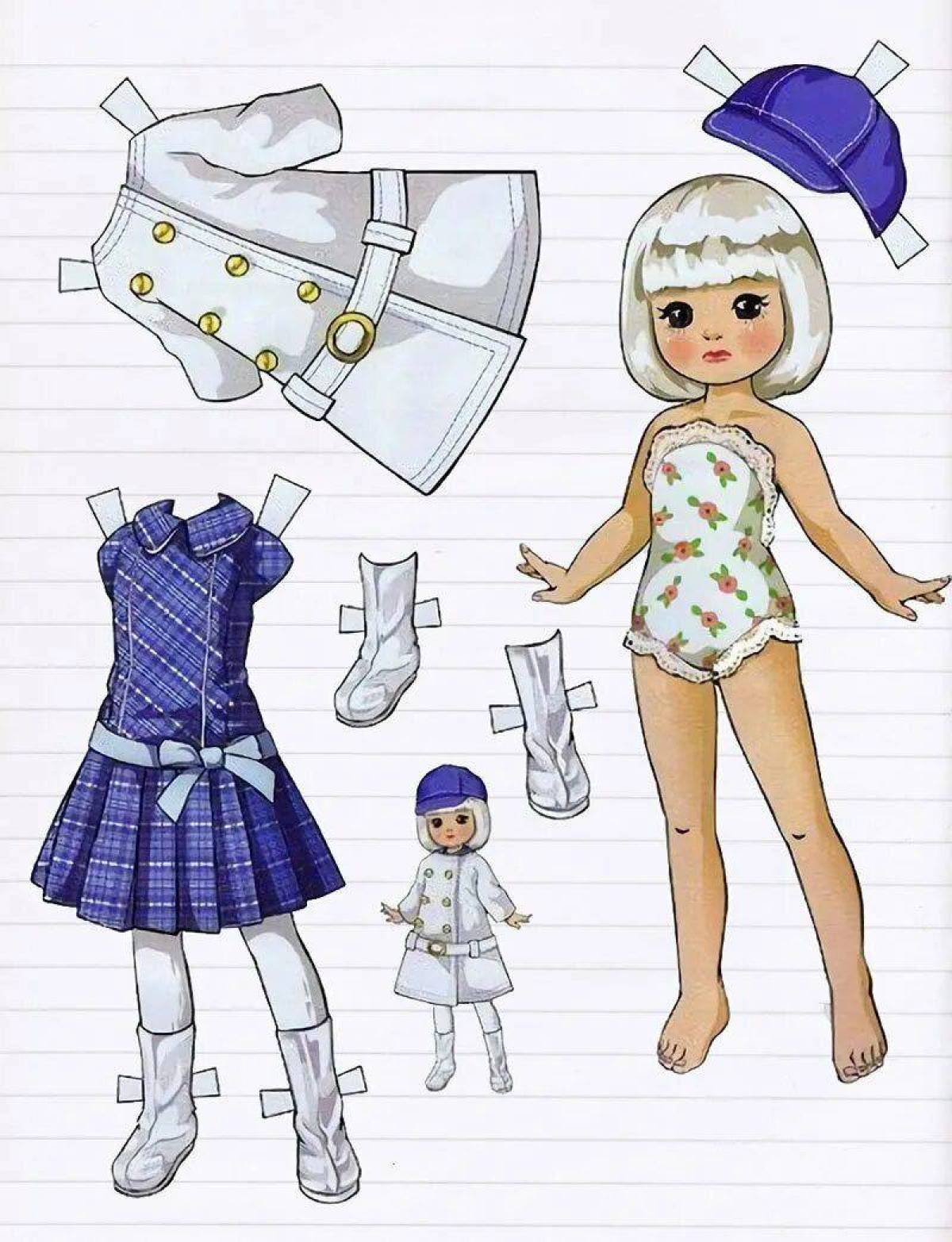 Бумажные куклы с одеждой для вырезания девочки #36