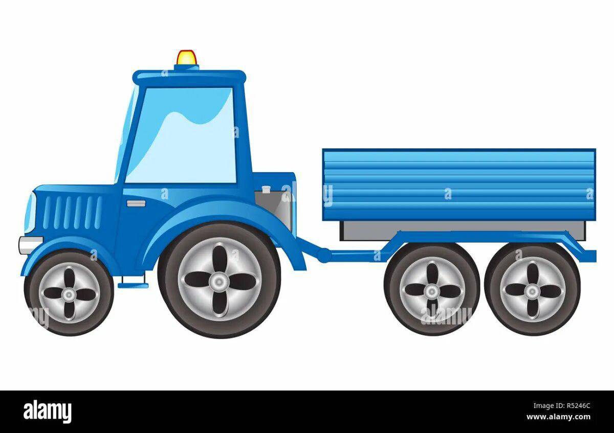 Синий трактор с прицепом #12