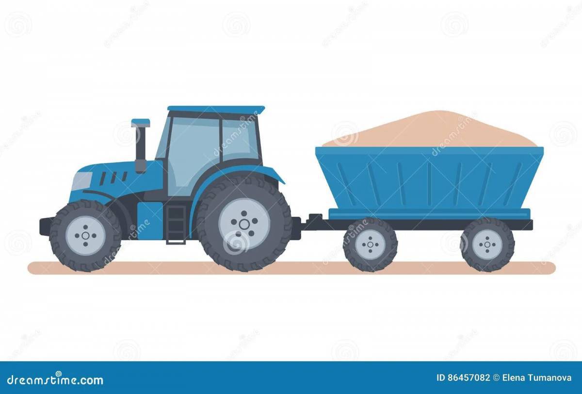 Синий трактор с прицепом #15