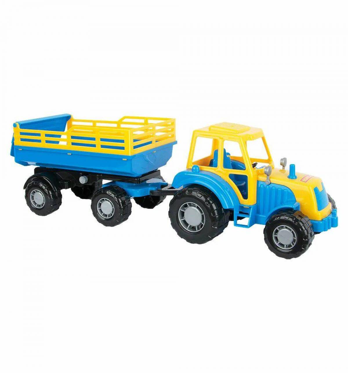 Синий трактор с прицепом #22