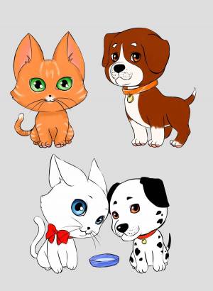 Раскраска собаки и кошки для детей #22 #502942