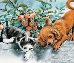 Раскраска собаки и кошки для детей #26 #502946