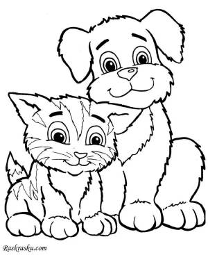 Раскраска собаки и кошки для детей #29 #502949