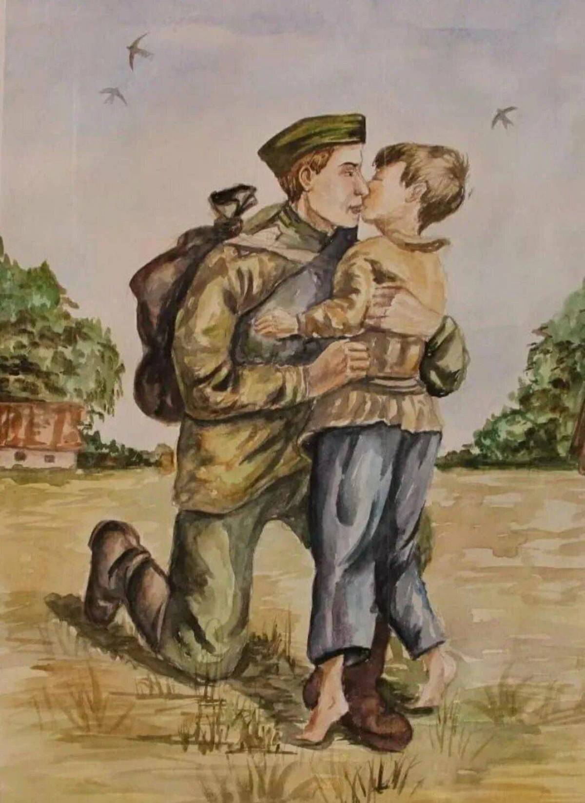 Солдат с ребенком на руках #32