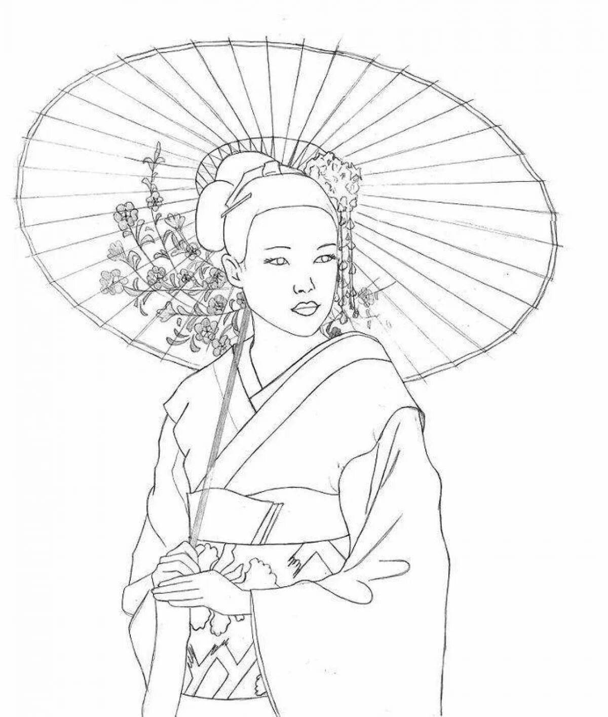 Японка в кимоно рисунок 4 класс #11