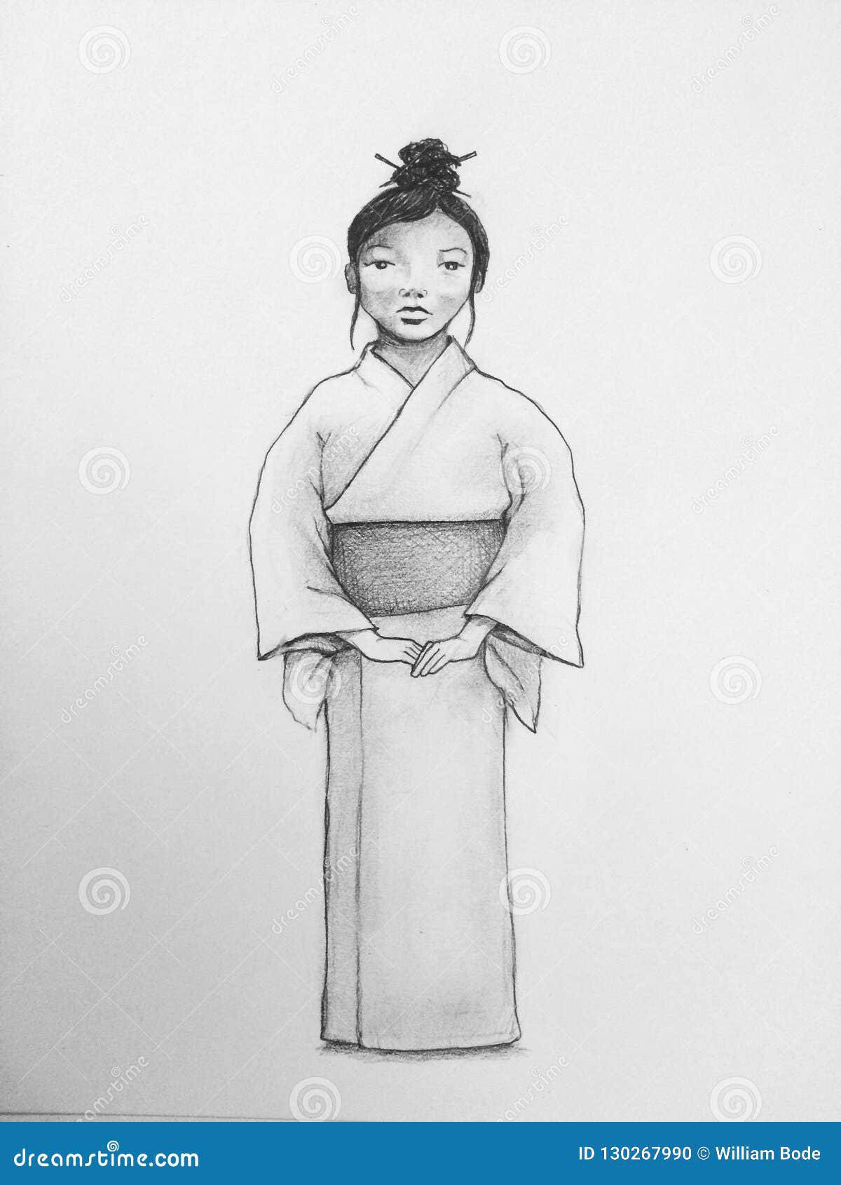 Японка в кимоно рисунок 4 класс #31