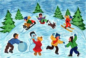 Раскраска зимние забавы для детей 6 7 лет #6 #4063