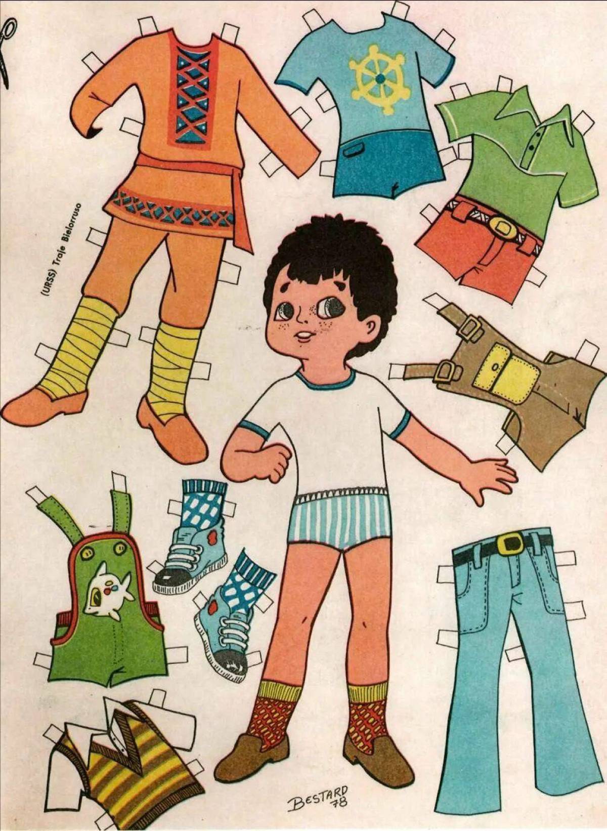 Бумажная кукла мальчик с одеждой для вырезания #14