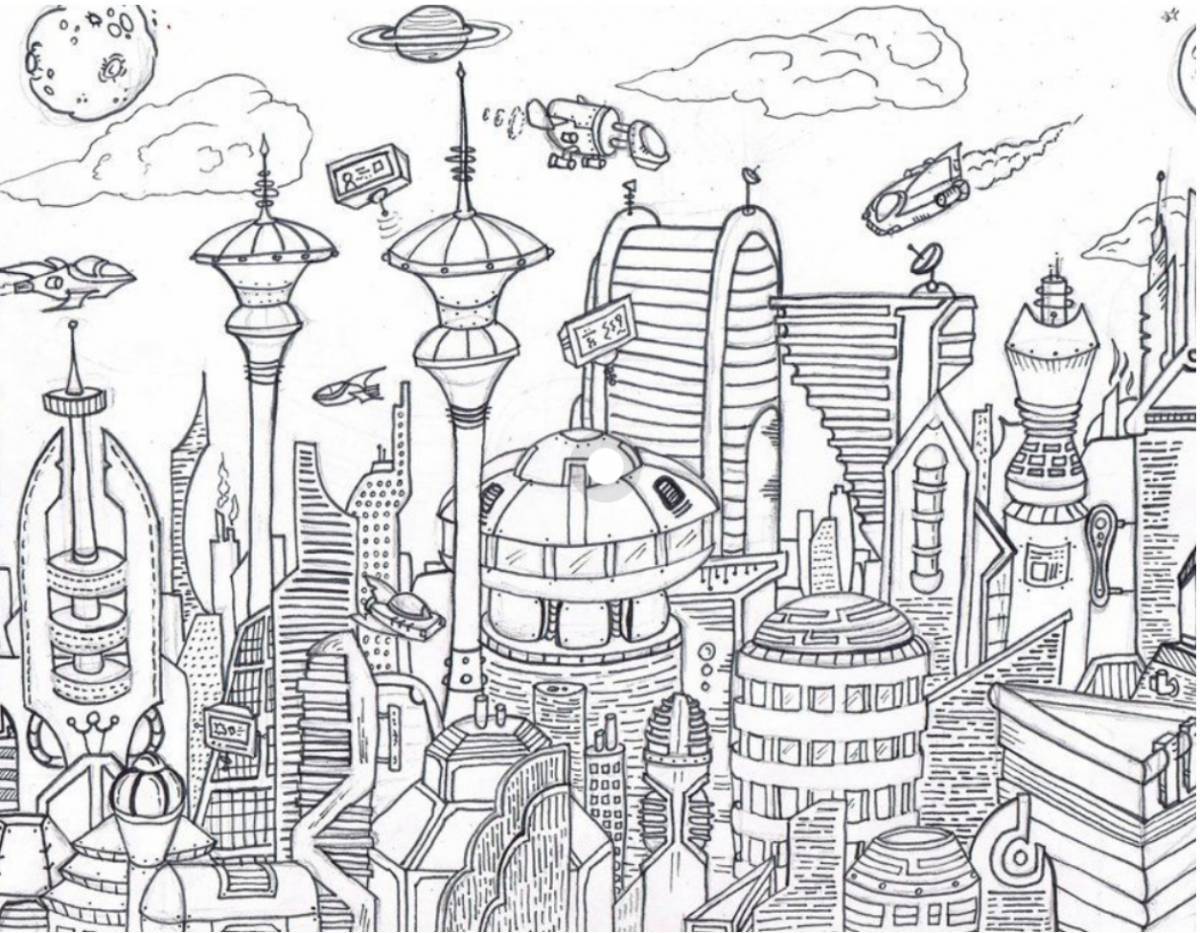 Город будущего рисунок #14