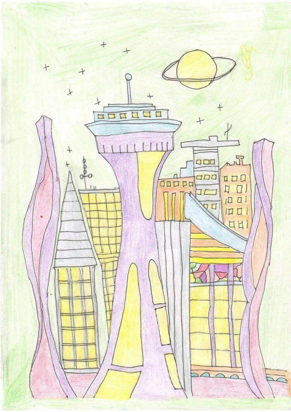 Город будущего рисунок #39