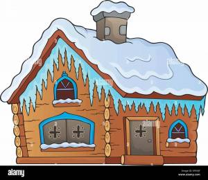 Раскраска зимний домик для детей #11 #316882